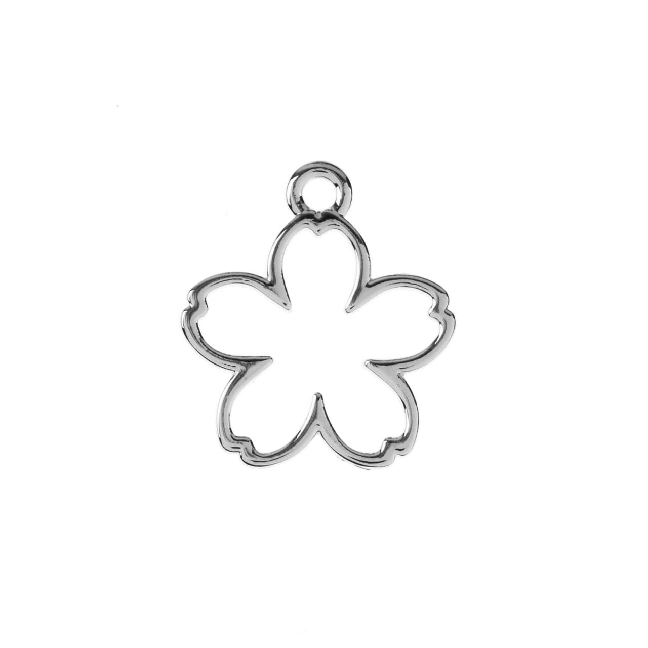 John Bead 17mm Silver Cherry Blossom Beadwork Pendants, 7ct.